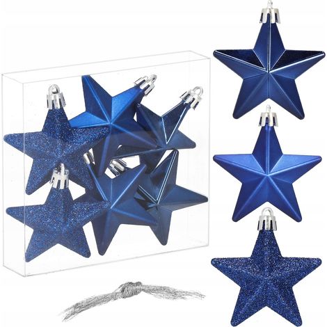 PALLINE DI NATALE STELLE DECORAZIONI PER ALBERO DI NATALE PENDENTI SET 6x INDESTRUTTIBILI