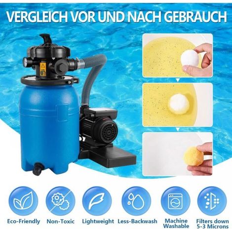 Balles Filtrantes, 800gRéutilisables Balle Filtrante Piscine,Remplacer de Sable Filtration Piscine,Convient aux systèmes de Filtration pour Piscine (1/5)