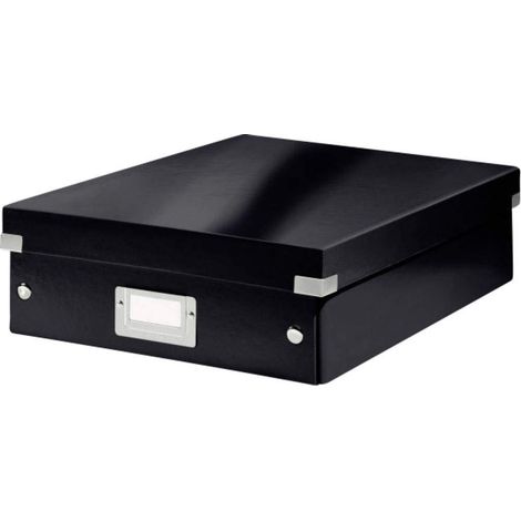 Boîte à Compartiments Click et Store A4, Format Medium, Rangement Flexible 2-4 Compartiments, Superposable, Finition PP, Maison Bureau, Noir, 60580001 (1/3)