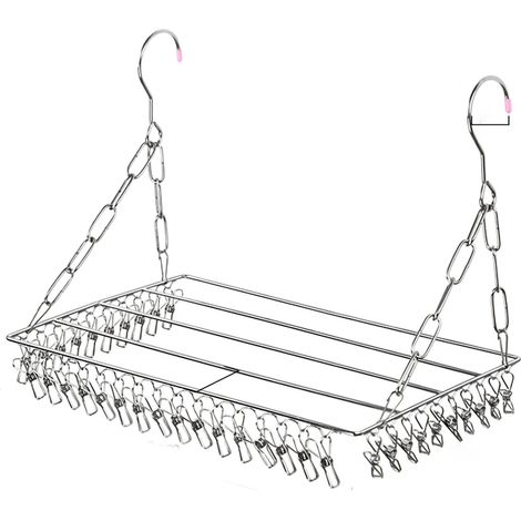 Séchoir à chaussettes en S Inox 36 pinces Réglable et Robuste pour Séchage Rapide du Linge Intérieur et Petits Vêtements (1/5)