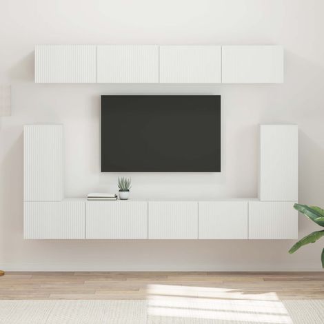 TV-Schrankset Wandmontiert 5 pcs Weiß Holzwerkstoff