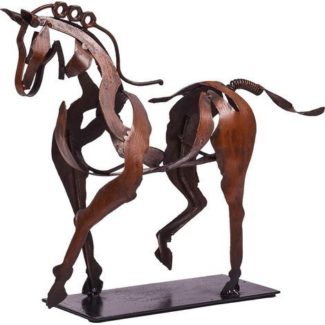 – Sculpture en métal cheval fait main – Décoration rustique pour maison et bureau – Finitions vieillies et peinture artisanale (1/3)