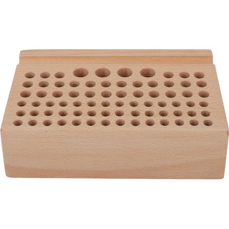 Étui à poinçons en bois de hêtre, 76 trous pour outils de maroquinerie, rangement durable pour travail du cuir (1/5)