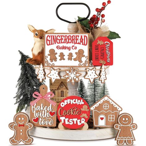 Multi-tiered Christmas tray decorations, table decorations, Christmas party decorations (12 pieces) (1/4)