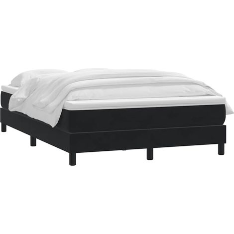 vidaXL Giroletto a Molle con Materasso Nero 160x210 cm in Velluto (1/5)