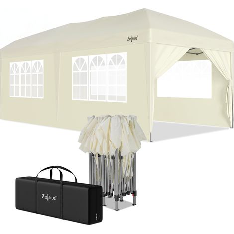 Zelsius Faltbarer Pavillon 3x6 m mit Seitenwänden, Beige, Faltpavillon UV30, Gartenzelt faltbar (1/5)