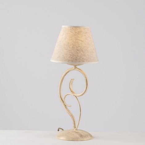 Vienna Tischlampe Eisen Ivory Gold One Light Stoffeffekt Lampenschirm 16x h38 cm