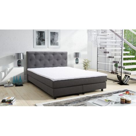 Boxspringbett Boxbett Glenn 2 Chester Hotelbett 140x200 Bett Topper Grau (1/5)
