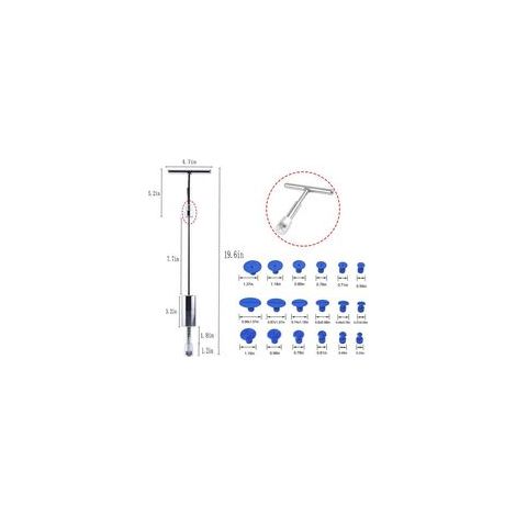 Kit d'extraction de débosselage sans peinture, outils de voiture, marteau coulissant à barre en T + 18 onglets de colle pour véhicule SUV, dissolvant de dommages causés par la grêle