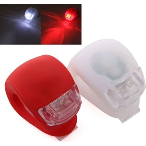 Lampe Vélo Avant - Lampe Vélo Arrière - 3 Modes Éclairage Fixe Clignotant - Étanche - Flexible Silicone - Piles CR2032 Incluses - Lot de 2
