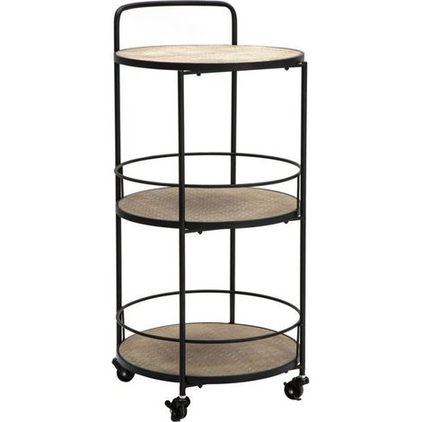 Carrello Arex in ferro e MDF nero e rovere – 40 x 41,5 x H 82 cm