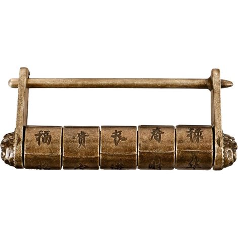 Cadenas À Combinaison Chinois Serrure À Combinaison Antique En Métal Petit Cadenas À Code Portable Pour Boîte À Bijoux Armoire Tiroir Collection Décorative (1/5)