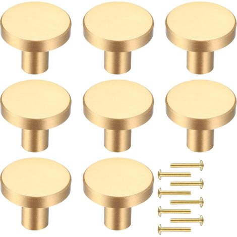 8 maniglie singole in ottone massiccio, foro singolo per cassetti e ante di armadi (diametro 25 mm)