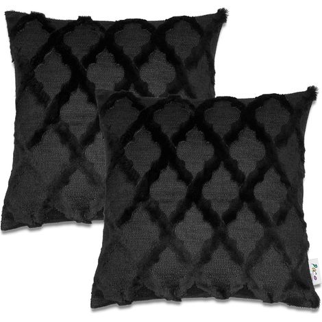 Paco Home Kissenbezug Deko Kissenhülle Kissenbezüge Skandi Muster 2er Set Sofa Zierkissen 2pcs-Set, Schwarz 2