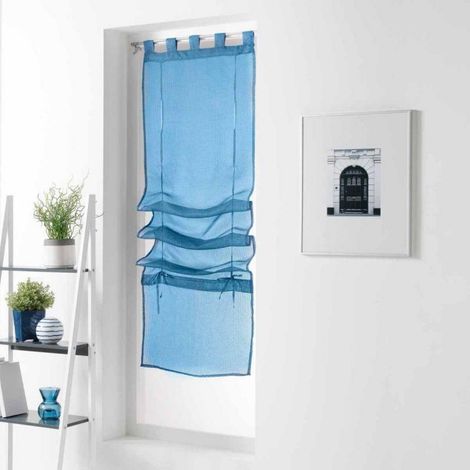 Store droit passants voile sable Pointille indigo (1/2)