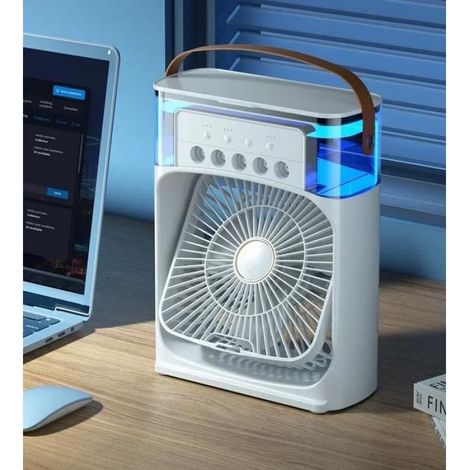 Ventilateur portable, climatiseur, ventilateur électrique USB, veilleuse LED, humidificateur d'air 3 en 1 pour la maison (1/5)