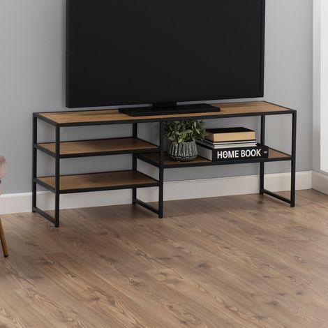 Meuble TV 120x33x46 cm décor chêne naturel - FYNCA