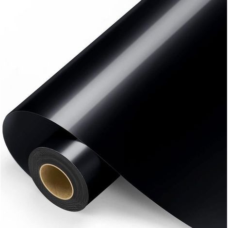 Rouleau de Vinyle Adhésif - Noir - 30,5cm x 4,5m - PVC Imperméable - Décoration - Autocollant