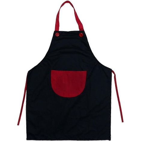 Schwarze Latzhose, Kindermalkittel, Kinderschürze, Backschürze, Kochschürze, Kinderschürze mit Taschen-50X34X0.1CM-Black (1/3)