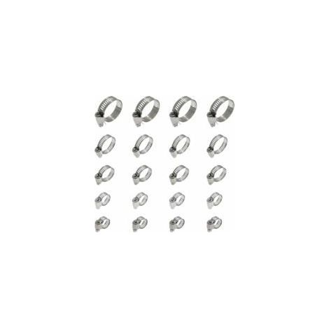 20 Pièces Collier De Serrage Tuyau, Collier De Serrage Tuyau Réglable 16-25mm, 304 Collier De Serrage Inox, Collier Serrage Métallique, Pour Tuyau, Home Gaz, Famille Tuyau D'eau, Câble, Robinet, Etc z (1/5)