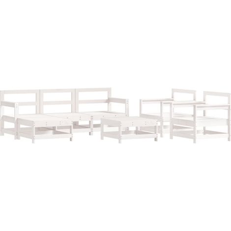 Maison Exclusive - Set Salotto da Giardino 7 pz Bianco in Legno Massello di Pino