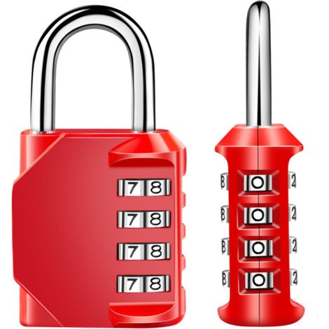 Cadenas à Combinaison Long - 4 Chiffres - Étanche - Corps en Alliage de Zinc - Anneau en Acier Trempé - Pour Casiers Gym, Portes, Clôtures, Boîtes à Outils - 1 Pièce (1/5)
