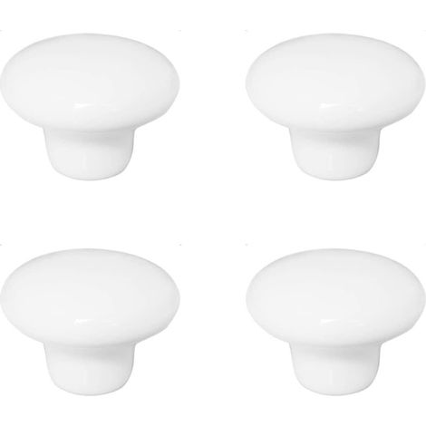Paquete de 4 pomos redondos de cerámica blanca para puerta de gabinete, pequeños, de un solo orificio, de 32 mm