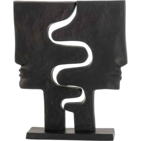 Statuette Déco "Visages Imbriqués" 38cm Noir (1/2)