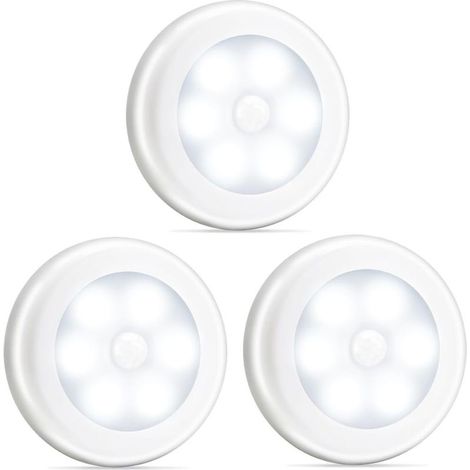 Novelty Place [Super Bright Lampes à détecteur de Mouvement à Del - Alimentation par Batterie, Aimant intégré, Tampon adhésif(en Option)- Veilleuse de Placard de Couloir de Salle de Bain - 3pcs (1/5)