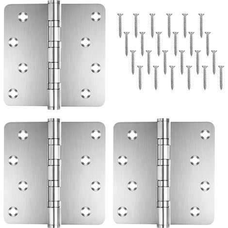 Herrajes para puertas de acero inoxidable, paquete de 3 piezas, bisagras para puertas con rodamientos de bolas, bisagras internas y externas de alta resistencia (plateadas, paquete de 3 piezas) (1/5)