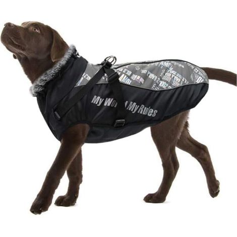 Manteau d'hiver pour Chien Veste Imperméable Chaude Réfléchissant Gilet de Chiot en Peluche Doux Réglable Vêtements pour Animal de Compagnie Petit Moyen-Grand Chiens (3XL, Argent)