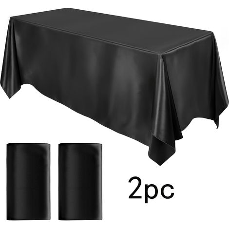 Lot de 2 nappes en satin, nappe rectangulaire pour table à manger, pour Halloween et Noël, noir, 152 x 260 cm / 60 x 102 pouces (1/5)
