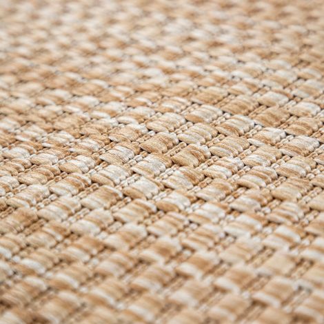 Tapis intérieur/extérieur pour salon, salle à manger et balcon, résistant aux intempéries 160 cm x 160 cm x 4 mm, Beige, Rond (1/5)