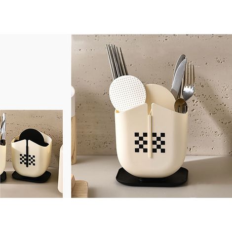 Égouttoir pour baguettes, couverts, cuillères, fourchettes, rangement, boîte d'égouttage pour ustensiles de cuisine, blanc (1/5)