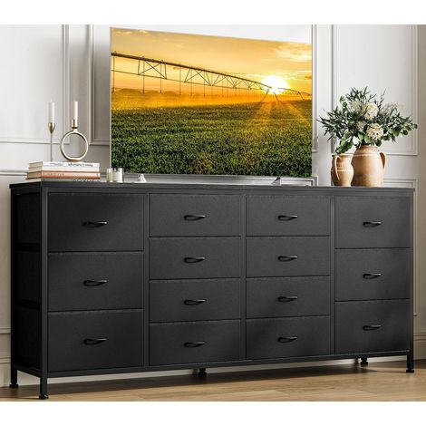 Lunsy – Commode enfant 160 cm – 14 tiroirs en tissu – Meuble de rangement pour chambre d'enfant – Plateau en bois robuste – Montage facile (1/5)