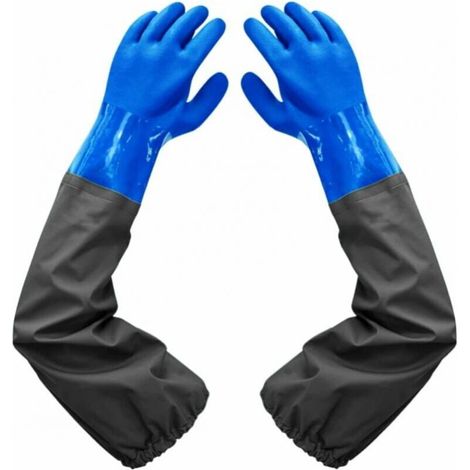 Frosted Waterproof Gloves-Pond Cleaning Gloves, 26 inch Flocking Lining Elastic Cuffs, for Chemical Industry Agriculture Fishing Construction (1/5)