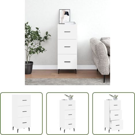 vidaXL Metallbeine - Sideboard Weiß 34,5x34x90 cm Holzwerkstoff (1/5)