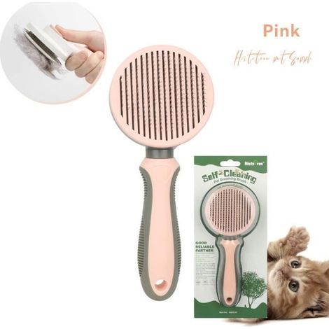 (Pinke) Hunde- und Katzenbürste, selbstreinigende Bürste für lose Haare bei Katzen und Hunden mit langem oder kurzem Fell, entfernt effektiv bis zu 9 (1/4)