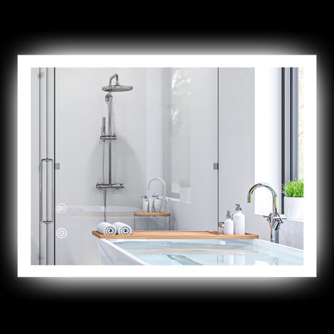 Miroir lumineux 47W antibuée CAROLA verre 80 x 60 cm