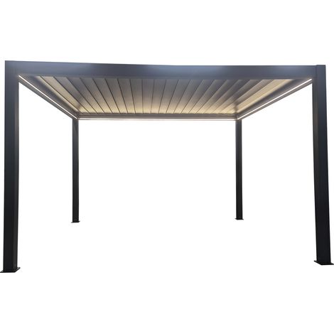 FIREBOLT - pergola bioclimatica motorizzata con led in alluminio 4 x 4 m (1/4)
