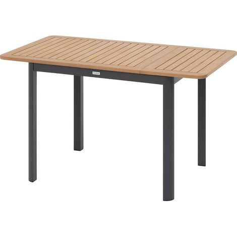 Ausziehbarer Gartentisch FOLYA Eukalyptus & Graphit - 4 Plätze - Epoxidbeschichtetes Aluminium - FSC®-zertifiziertes Eukalyptusholz (1/4)