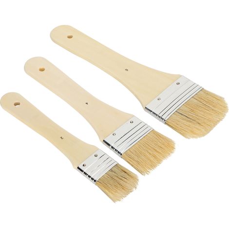 Lot de 3 pinceaux à manche long et à poils larges pour peinture acrylique et à l'huile, stylos de coloriage