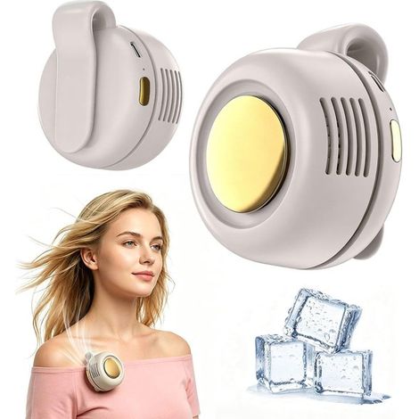 Ventilador portátil，silencioso y sin aspas con clip，Recargable y portátil，3 velocidades，6 horas de autonomía，Carga rápida USB-C (Blanco) (1/5)