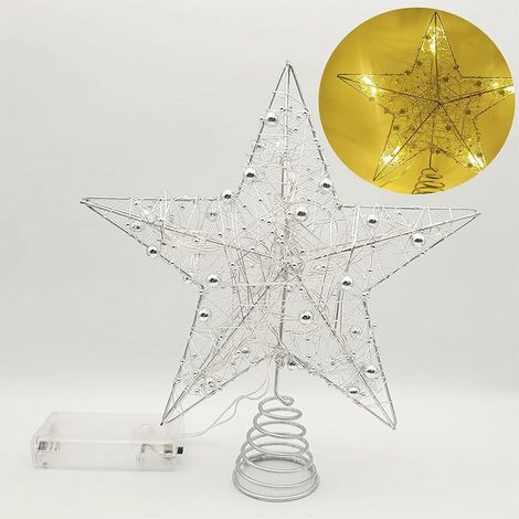 25cm Star Christmas Tree, Christmas Tree Topper Decoration, Star Christmas Tree Light Up For Indoor Outdoor Christmas Tree Topper Decoration, Star Light Up Christmas Tree - Silver Star (1/5)