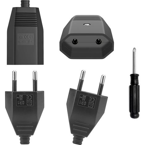 Lot de 4 Fiches Plates Européennes Fiche Femelle 250 V - 2,5 A, 2 Prise Femelle 220v et Fiche Femelle 220v avec Tournevis pour Intérieur Appareils Electroménagers-Noir (1/5)