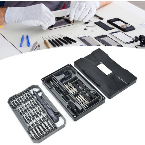 JM-8172 Coffret de 73 tournevis de précision, kit d'outils de réparation avec tournevis magnétique, 4 embouts longs chromés mats de diamètre variable de 28 mm (1/5)