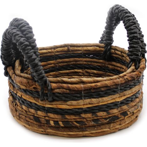 Panier Feuille de Bananier & Raphia Hitam - Lot de 2- Vendu par 1 (1/4)
