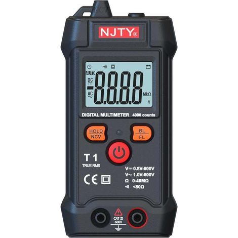 Testeur Multimètre Numérique VRAI RMS 4000 Comptes, Voltmètre à Gamme Automatique, Test de Tension, de Continuité, de Résistance et Détection NCV, Multimètre pour Usage Domestique (1/5)