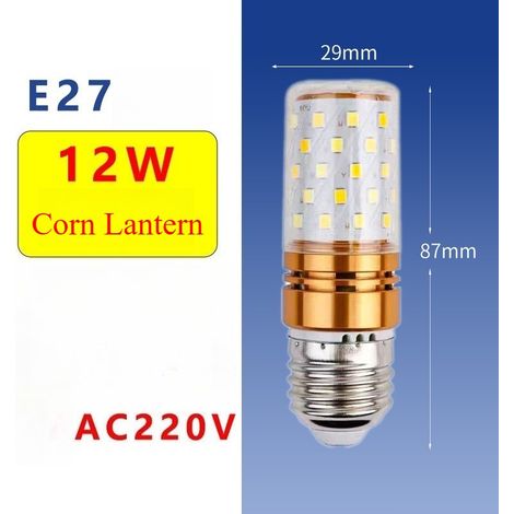 2 Ampoules LED maïs dorées de 12 W - Ampoules LED E27, Lumière chaude, 85-265 V CA, 1 200 lm, pour l'éclairage intérieur domestique (1/5)
