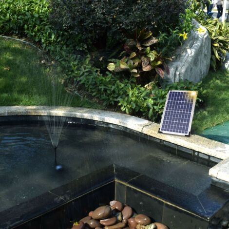 Pompe solaire pour fontaine 10W, panneau solaire 9V/10W, hauteur de jet maximale 100cm, 3 buses adaptées aux bassins pour oiseaux. (1/5)